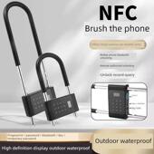 密码 u型锁玻璃门指纹锁双开商铺店面防盗U形插锁电子挂锁智能门锁