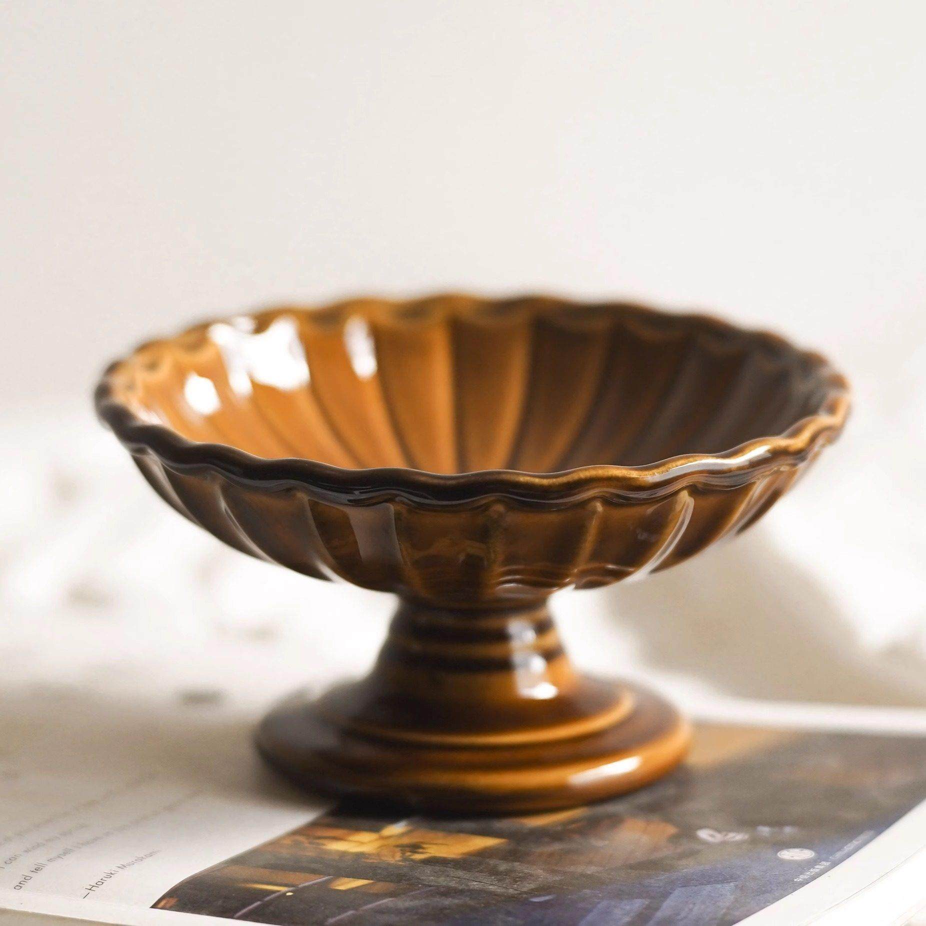 创意个性陶瓷碗高脚不规则家用菜碗覆古条纹花边水果盘商用意境菜,餐饮具,盘,淘宝优惠券,粉丝福利购,淘宝优惠卷