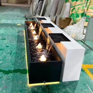 不锈钢涌泉流水池摆件庭院花园鱼池户外景观喷泉现代花箱水景造景