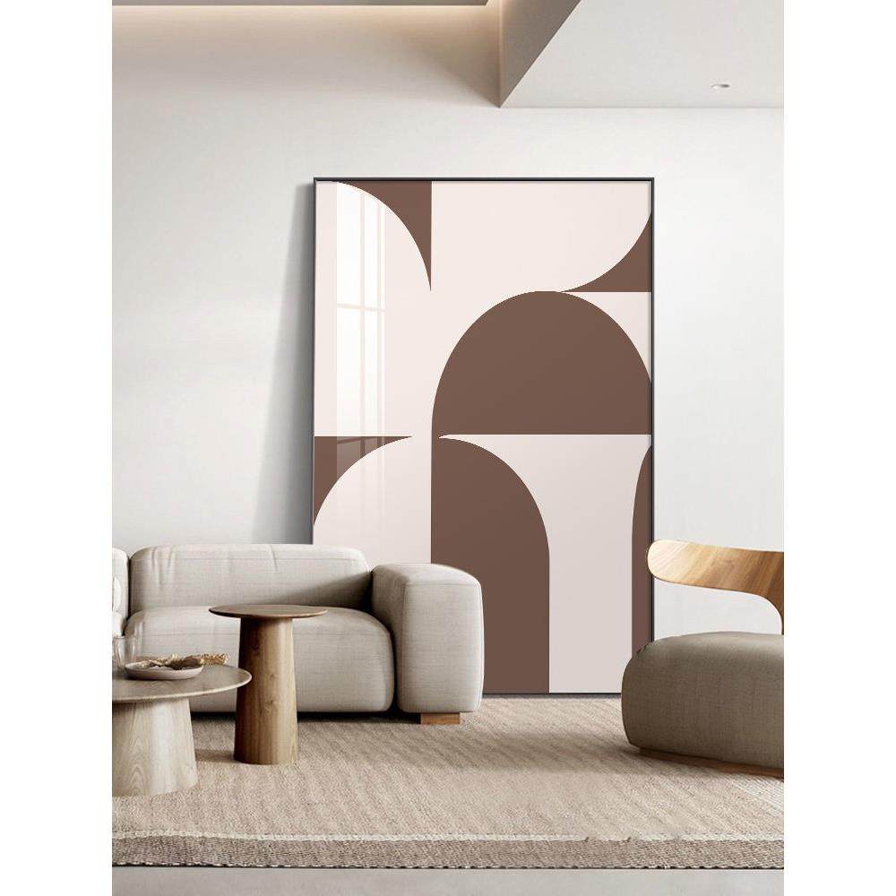 灰棕色抽象色块背景墙沙发走廊尽头垂直挂画现代客厅入口装饰画,家居饰品,现代装饰画,淘宝优惠券,粉丝福利购,淘宝优惠卷