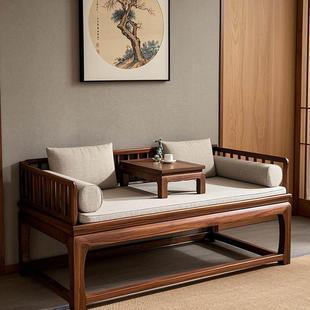 新中式实木罗汉床2025年新款高端轻奢现代高级感黑胡桃木罗汉躺椅