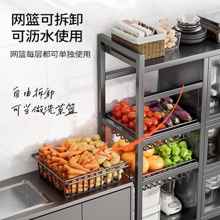 厨房多功能置物架落地多层收纳柜微波炉菜篮子收纳架储物置物柜子