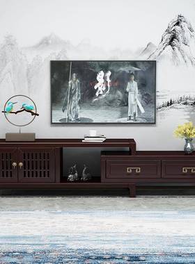 中T-2350式全实木电视新茶几合柜现代组简约小户型客厅卧室伸缩地