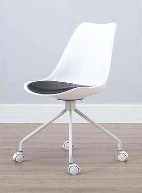 家用白色简约ins电脑椅懒人时尚书桌椅办公滑轮靠背学生美容椅子
