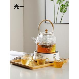 光一锤纹玻璃茶壶耐高温电陶炉煮茶壶家用烧水提梁壶泡茶茶具套装