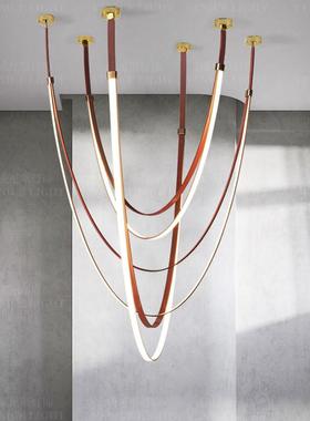 挑高复式楼别墅皮带灯客厅挑空设计师吊灯创意艺术LOFT楼梯吊灯