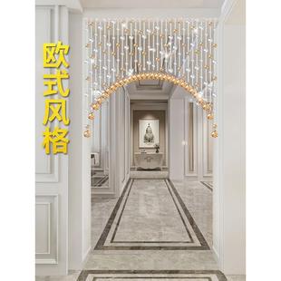 饰半挂帘子商用免打孔 水晶门帘珠帘过道隔断帘家用玄关卧室客厅装