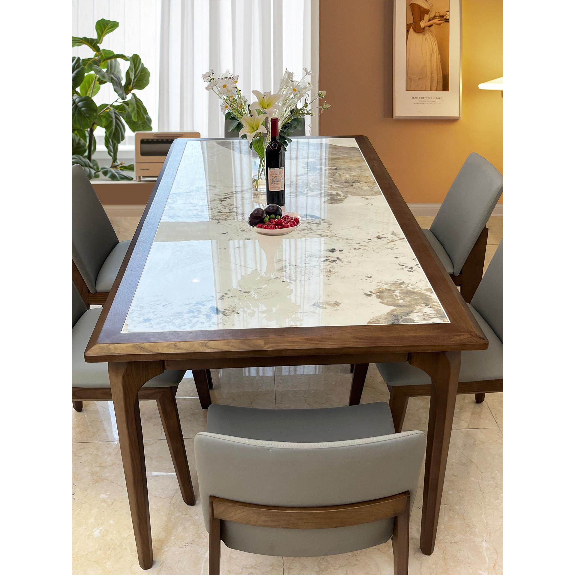 新中式岩板全实木餐桌高端2025新款北欧现代小户型长方形家庭餐桌,住宅家具,岩板餐桌,淘宝优惠券,粉丝福利购,淘宝优惠卷