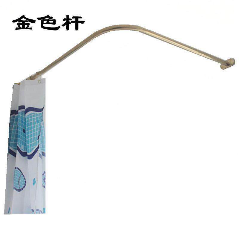 浴帘杆金色直角L加厚304试衣间弧形U浴室杆淋浴房扇形打孔杆洗澡