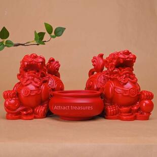 天然朱砂饰品聚宝盆镇屋碧秀饰品吸引财富和设置家居饰品