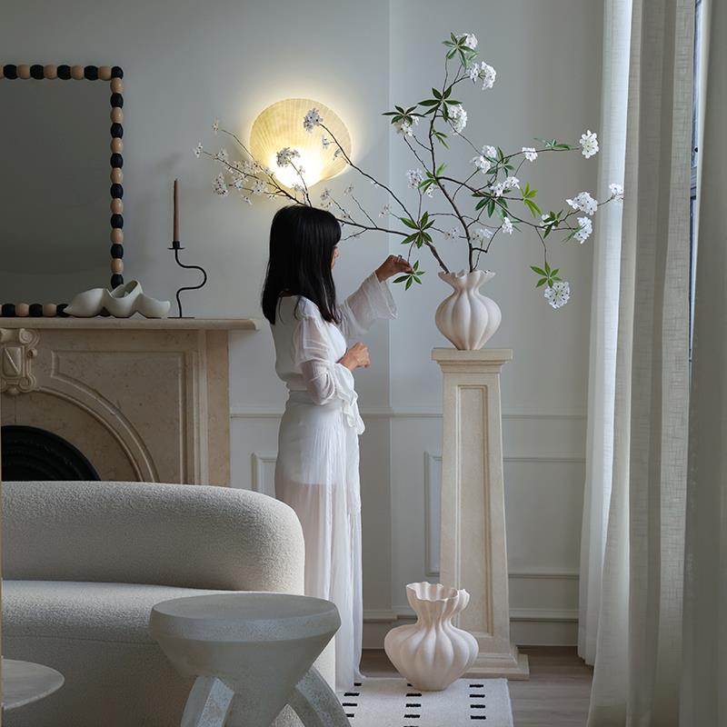 芥子法式中古风花瓶罗马柱底座客厅餐边柜高级感服装店柱子摆件