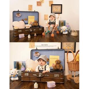 老上海老式行李箱旧皮箱覆古摄影道具盒中华民国怀旧旧物装饰怀旧