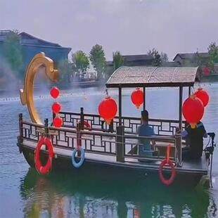 木船表演观光旅游唱歌跳舞景区水上舞台电动装饰浮桥平台码头网红