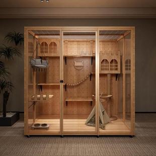 全景猫别墅玻璃猫屋猫笼子大型室内猫咪别墅猫柜豪华猫房家用定制