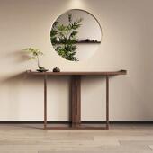 黑胡桃木家居入口门入口桌实木新中国风 条形箱子储物架艺术门厅