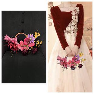 new红色手捧花创意花环订婚花束领证花拍照彷真花hot结婚礼物婚纱