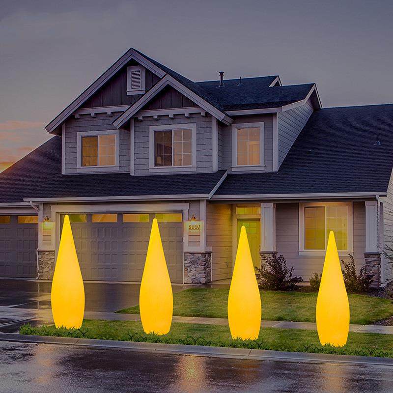 户庭外LDE发光灯七柱彩景观院草坪圆柱炮CLR弹水滴路引灯落地火焰