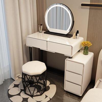 款卧室梳台床户头新柜岩板一体化妆桌现代简80121约小型化妆妆桌