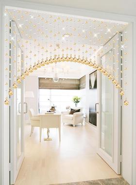 子?珠帘室水RPI晶隔断帘挂风帘半门帘客厅轻奢玄关屏卧免打孔卫生