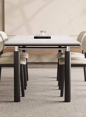 全板德利丰实岩26545餐桌家木用奶油中古风实木托黑色长方形高端