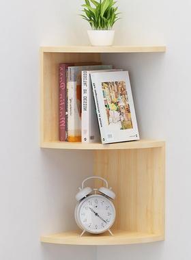 实木转角置物架家用墙角面落多层书架F96597SS挂壁客厅孔免打卧室