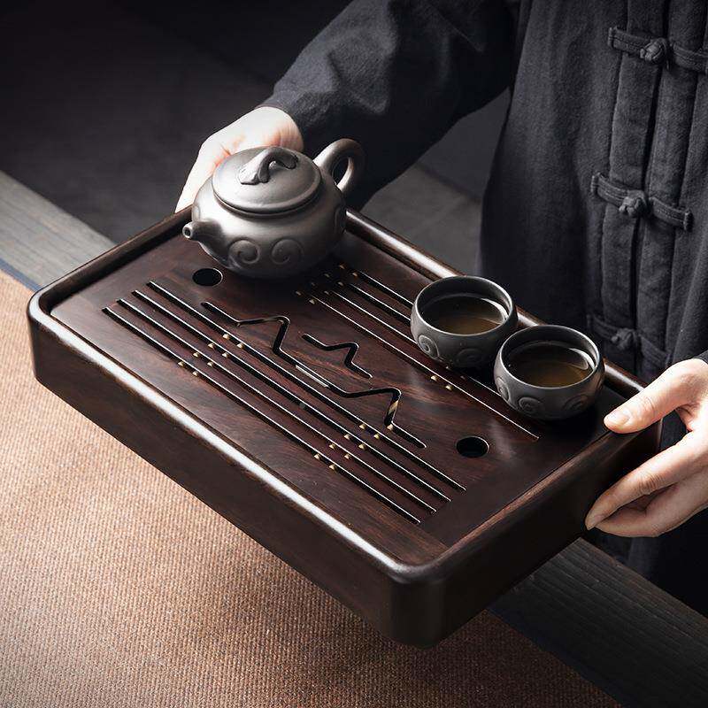家2025新檀款高档黑茶盘用可移动储水无品牌/式实木茶托木盘茶具