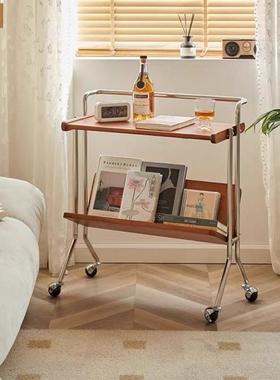 中古可移动小22776车沙发边客厅几复古实木茶几推杂志书架床头架