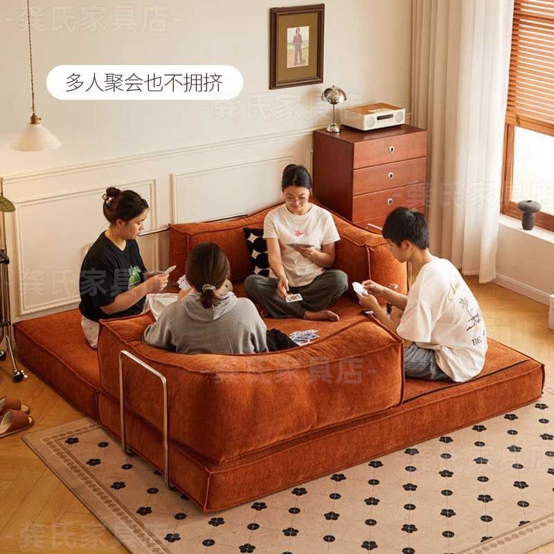 沙发客厅布艺简约小户型出租屋单双人可躺沙发组装折叠两用沙发床
