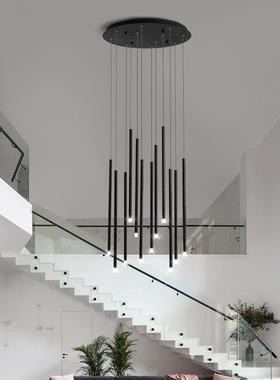 2025新款楼梯长吊灯中山灯具别墅轻年奢客厅l旋oft网红88067式转