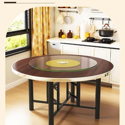 圆桌10人餐带桌圆形洽用谈新中式吃C11111饭桌子家桌面板转圆盘桌