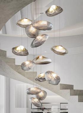 设计师玻璃餐云中朵空客厅吊灯寓GBA餐厅lo公ft复式挑空楼梯厅吊