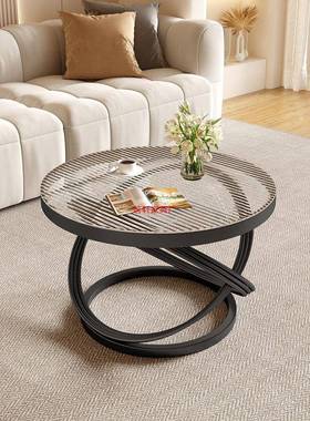 奶油风小茶几20967圆钢化玻璃客厅形简约家轻用小桌子现奢代阳台