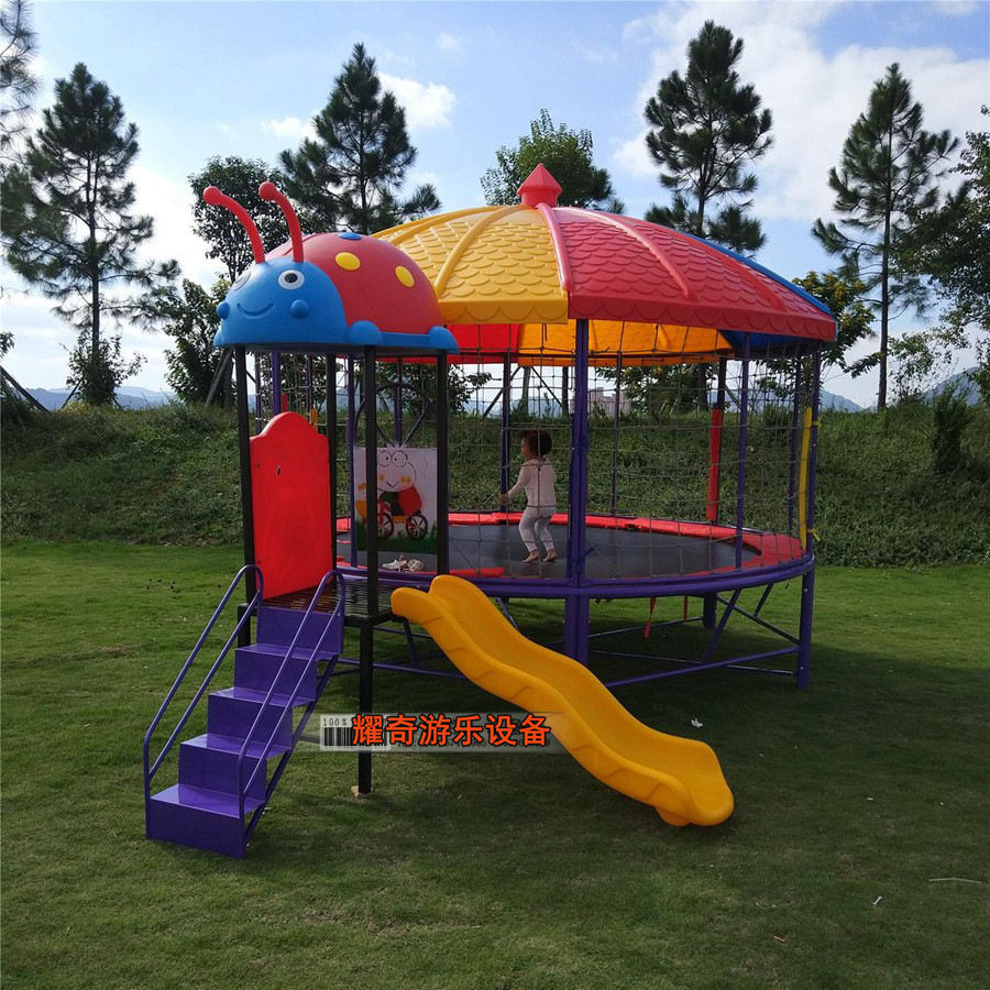 瓢虫组合滑梯蹦床.圆形蹦床.幼儿园儿童蹦床.游乐设施塑料蓬跳床