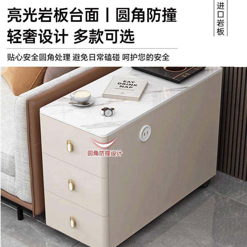 轻奢沙发边柜客柜厅可移HOM几动角小几简约现代移动茶几岩板边侧
