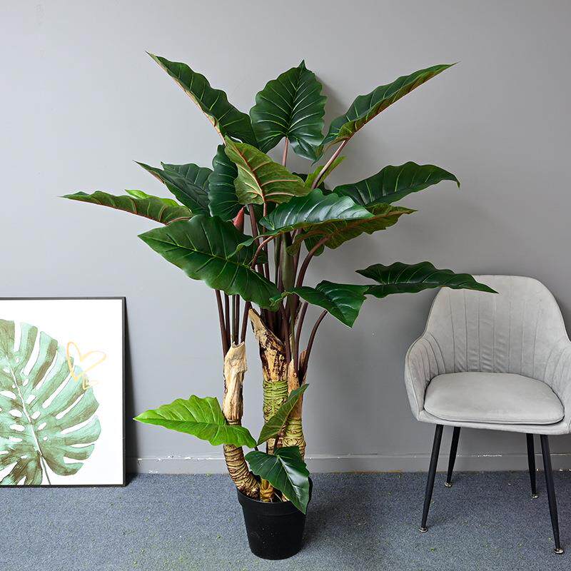 仿绿石斑彩zj4561虹虹芋家植居商场真人造彩芋大型落地盆景假树造