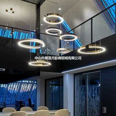 北欧客厅灯简约现代创意餐厅卧室办公室圆环C形设计师吊灯圈圈灯