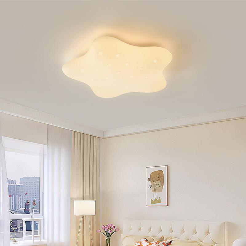 现代约护眼奶油风吸顶灯简儿OJS童房室防全光谱蓝光高卧显指led灯