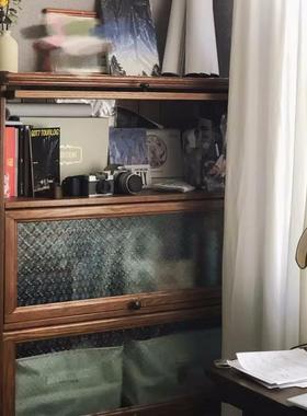 美式实户木柜家用小型落地多收纳层置65508物柜书房复书古玻璃储