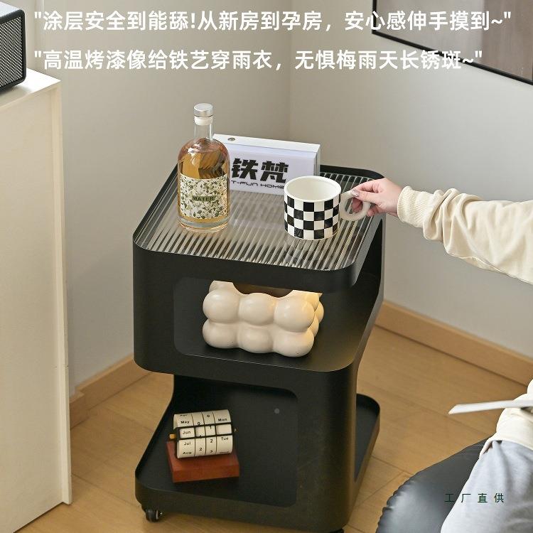 奶风沙发边几移小茶动几迷你桌子铁艺推车油边柜可侧边985边桌