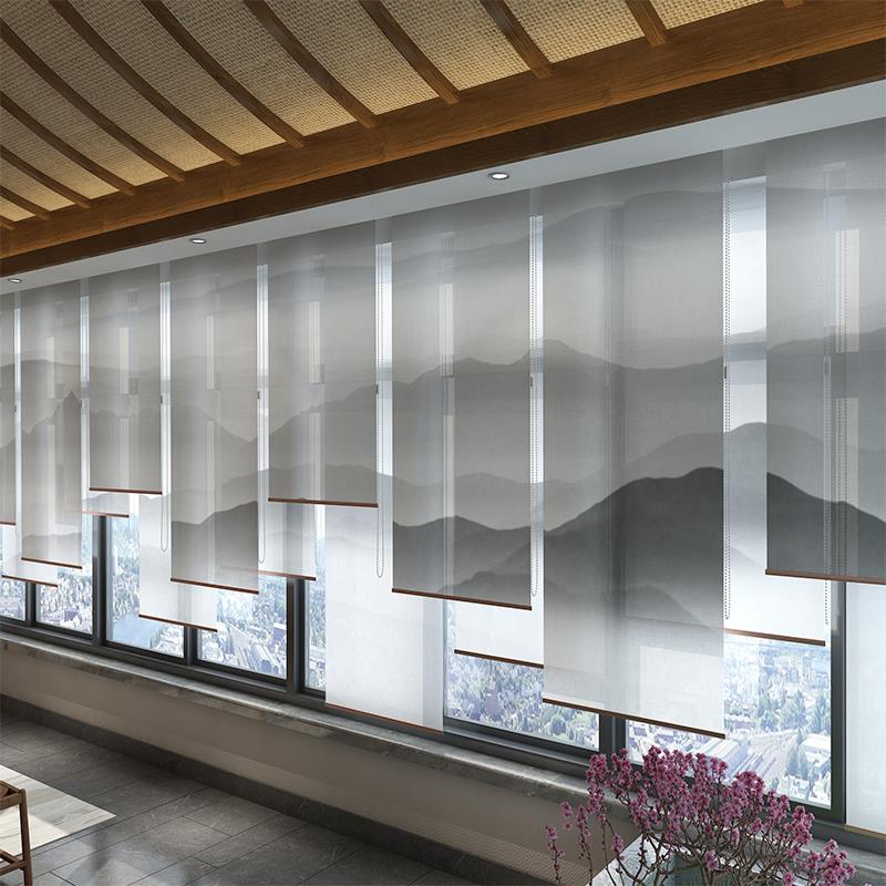 现代式式卷帘玄关挂屏风软隔断落F96JMMM9地窗帘子酒店餐厅装半透