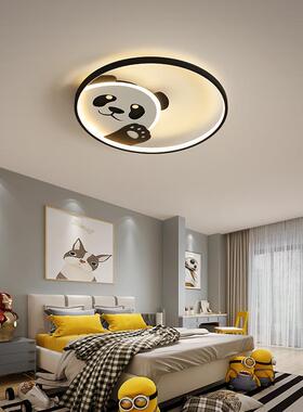 儿童房灯男孩女25535可爱通熊猫吸孩顶卧灯简约现代led卡房间灯具
