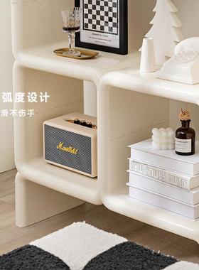 现代简油约收纳书架柜中家古置纳物架网红用拼77519接陈列架奶风