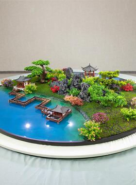 桌新酒中式餐桌转盘中间摆花店桌景观摆件BZN圆型桌圆花轻奢面装