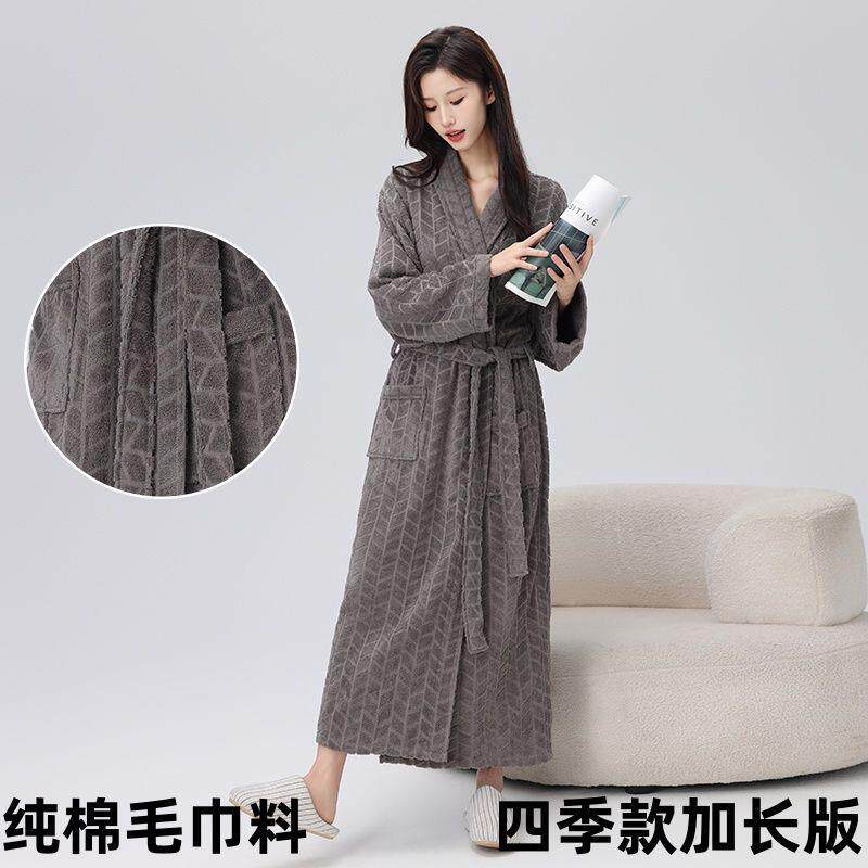 棉男毛巾浴pilee8Xi袍加长睡袍纯女料通用四季款吸水速干浴衣洗澡
