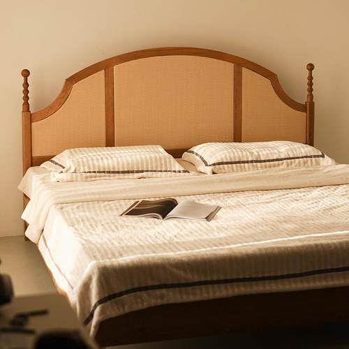 NEF西贡床实木1.51米藤编床.8米双人色床藤编家用质民宿特木床