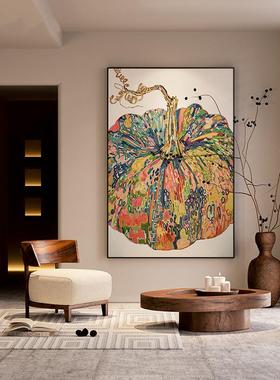 现代南客厅进门玄关饰KUZ画卧室床头壁版画彩色瓜小众艺术装竖挂