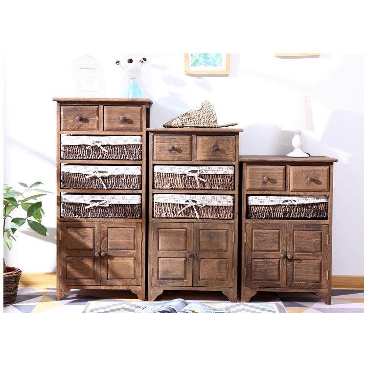 纳7W田园简无品牌/约收纳斗柜实木藤编抽式床头收小储柜子多屉功