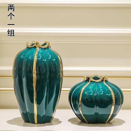 现轻奢陶代瓷花瓶摆件板样房售楼处插客厅餐桌电视柜家居XDK软装