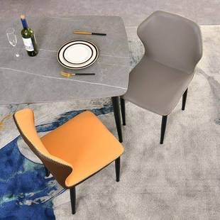 轻奢桌皮革酒餐椅家用现代子简约XrS7smi7餐椅靠背凳舒适软包欧式