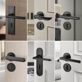 房卫生卧室门锁58黑色GYA磁吸静音实木室间内分体锁锁具门家门把